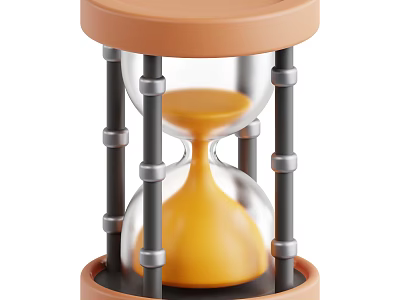 Decorative Ornament Set Featuring Hourglass With Wooden Base Glass Body And Yellow Sand 3d model