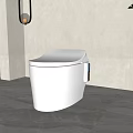 Sleek Smart Toilet In Modern Bathroom With Gray Marble Floor Green Plant And Hanging Lamp