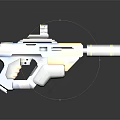 Modern 3D Model Blue Yellow Gray Sci Fi Gun With Scope And Stylish Design 3d model