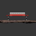 Red And Black Mechanical Clamp Tool With Metal Structure Mounted On Rock Slab 3d model