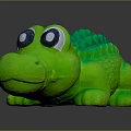 Green Crocodile Shaped Kids Chair With Textured Surface And Big Eyes