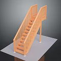 Wooden Staircase Model With Straight Design And Wooden Handrails And Steps