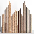 Elegant Modern Bamboo Room Divider With Vertical Slats For Interior Design 3d model