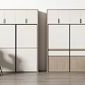 Modern Wardrobe Design With White And Wood Finish Double Doors And Storage Drawers