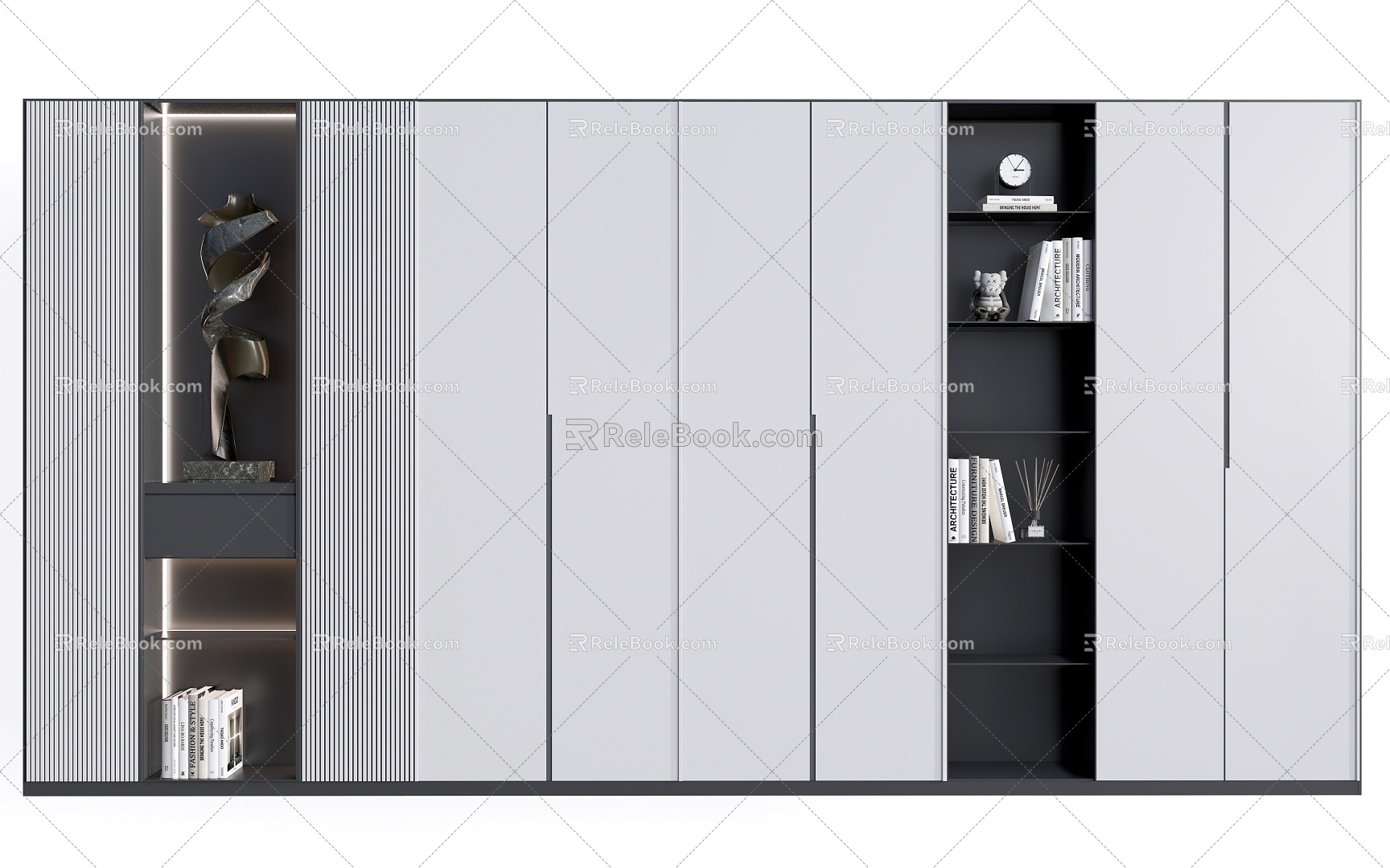 Bookcase Decorative Cabinet Storage Cabinet High Cabinet 3d model