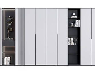 Bookcase Decorative Cabinet Storage Cabinet High Cabinet 3d model