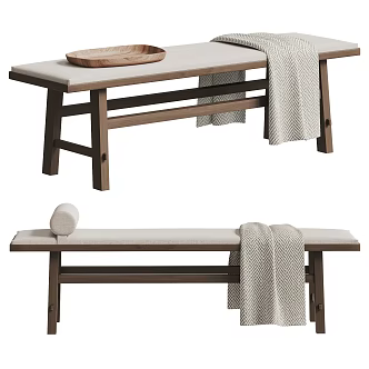 Modern Bed End Stool Sofa Stool Casual Stool Casual Bench Bed End Stool Shoe Changing Stool Solid Wood Stool Fabric Stool 3d model