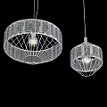 Modern Geometric Chandeliers With Wire Frame And Crystal Glass Elements Hanging