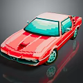 Red Pixel Art Sports Car With Stylish Retro Design And Shiny Wheels