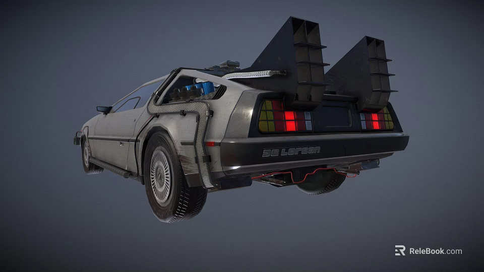 Back to the Future DeLorean Car Hovering With Rear Flux Capacitor And Gull Wing Doors 3d model 