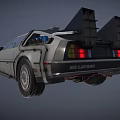 Back to the Future DeLorean Car Hovering With Rear Flux Capacitor And Gull Wing Doors