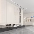 Modern Property Sales Office Interior With Building Model Large Screen And Chandelier