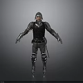 Person In Metallic Silver And Black Armor Standing On Reflective Surface