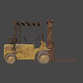 Rusty Yellow Industrial Forklift Utility Vehicle For Warehouse Lifting Tasks