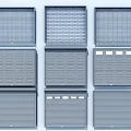 Various Garage Door Styles With Grid Panel And Window Designs 3d model