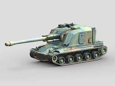 Military Tank with Camouflage Paint Long Cannon Barrel Heavy Tracks and Detailed Exterior 3d model