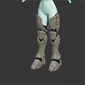 Futuristic Green Armored Mechanical Boots With Reflective Surface And Detailed Design