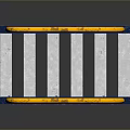 Yellow Metal Guardrail Structure With Blue Base And Gray Planks Design