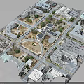 Detailed Aerial View Of Campus Building Complex With Central Plaza Green Spaces And Roads