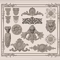 European-style carved gypsum carved corner line 3d model