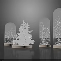 Transparent Table Lamps With String Lights And White Christmas Tree Decoration For Festive Home Decor