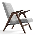 Comfortable Gray Fabric Leisure Chair With Wooden Frame Modern Minimalist Design