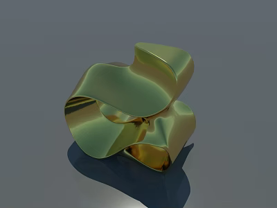 Golden Abstract Metallic Sculpture With Shiny Surface Modern Decorative Art Piece 3d model