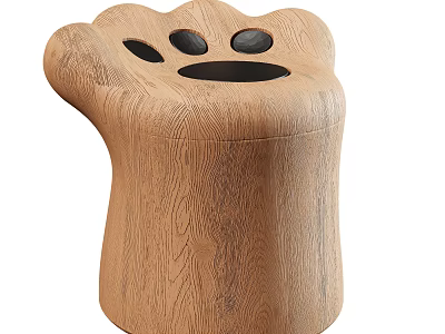 Cute Solid Wood Cat Paw Shaped Sofa Stool For Modern Cozy Home Living Room Decor 3d model