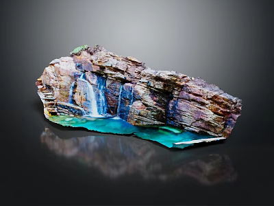 Garden Landscape Design With Rockery Waterfall And Clear Reflecting Pool Features 3d model