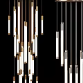 Elegant Modern Chandelier Featuring Slim Gold Metal Tubes And Stylish Hanging Design