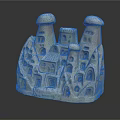 Cartoon Scene With Mushroom Shaped Houses Small Buildings Windows Doors And Stairs