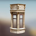 European Style Stone Carved Structure With Decorative Columns And Windows 3d model