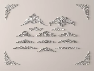 European-style Carved Gypsum Component Corner Carved 3d model