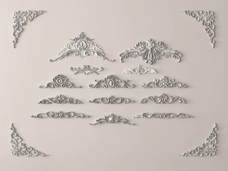 European-style Carved Gypsum Component Corner Carved 3d model