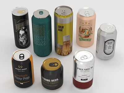 Assorted Beer Cans Featuring Different Types And Flavor Varieties 3d model