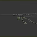 Black Machine Gun With Silver Barrel And Green Stand On Gray Background 3d model