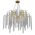 Elegant Gold Frame Chandelier With Crystal Pendants And Dangling Beads