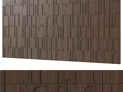 Modern Decorative Wooden Background Wall With Geometric Panel Patterns And Textured Design 3d model