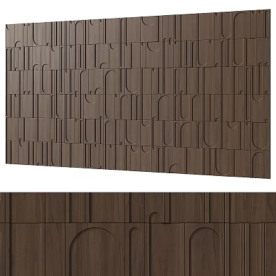 Modern Decorative Wooden Background Wall With Geometric Panel Patterns And Textured Design 3d model