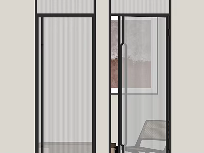 Modern Swing Door Design With Black Frame And Textured Glass For Interior 3d model