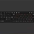Black Standard Keyboard With White Red Keys And Durable Design