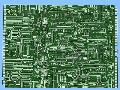 Green Printed Circuit Board with Intricate Circuit Patterns and Electronic Components 3d model
