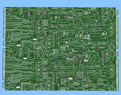 Green Printed Circuit Board with Intricate Circuit Patterns and Electronic Components 3d model