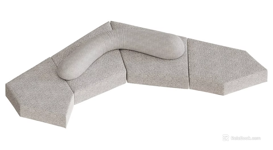 Modern Abstract Shape Sofa With Gray Modular Design For Interior Unique Structure 3d model 