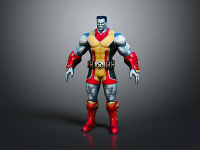 Game Movie Character With Blue Skin Muscular Build Yellow Red Outfit Waist Emblem Red Boots 3d model