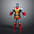 Game Movie Character With Blue Skin Muscular Build Yellow Red Outfit Waist Emblem Red Boots