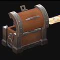 Open Wooden Treasure Chest With Metal Accents And Gold Coins Alongside Red Gemstone