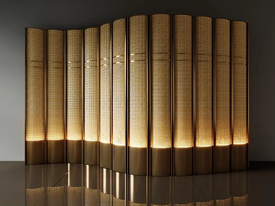 Modern Woven Cylindrical Screen With Illuminated Base And Warm Interior Glow 3d model