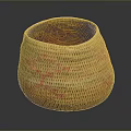Animal Pattern Woven Basket With Pink Accents And Natural Brown Weave Design