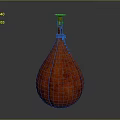 Red Leather Teardrop Shaped Decorative Vase With White Stitching And Black Lid